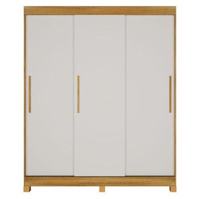 Guarda Roupa Casal Beija Flor 3 Portas Correr 4 Gavetas MDF Cinamomo Off White Valdemóveis