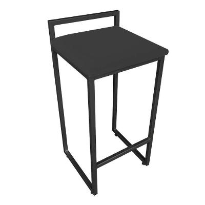 Banqueta Alta Lavinia Suede Preto Base Preto Drossi