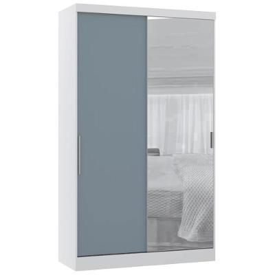 Guarda Roupa Solteiro 135cm 2 Portas E Espelho Delphi Branco/grey L01 - Mpozenato