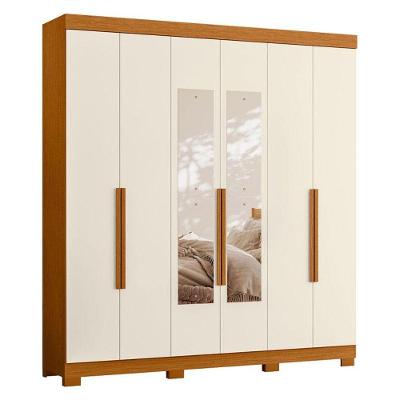 Guarda Roupa Casal Vinci 06 Portas Com Espelho Cinamomo Off White - Móveis Albatroz