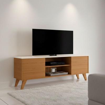 Rack Retro para Tv Sala Estar Bancada Helena 60 Polegadas 136cm MDP Cedro Off White de Casa