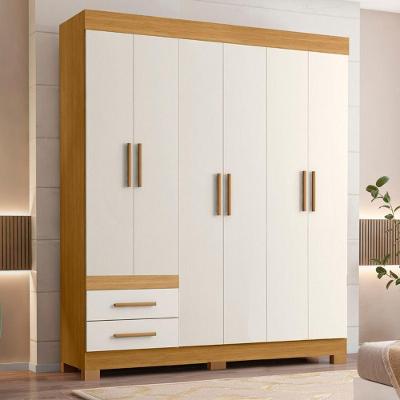 Guarda Roupa Casal New Recife 6 Portas Giratórias MDP Freijó e Off White Pallazio