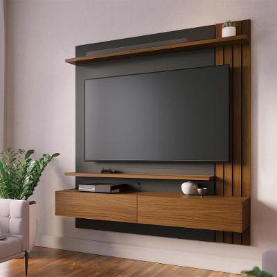 Painel para TV Juriti 65" 150CM MDP com Ripado Decorativo Suspenso Noce-preto