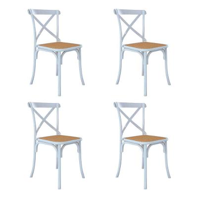 Kit 4 Cadeiras Jantar Cross Katrina X Em Aço Para Mesa Sala Cozinha Home Gourmet Casa - Branco-bege
