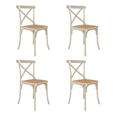 Kit 4 Cadeiras Cross Katrina X Em Aço Para Mesa Sala Cozinha Bar Bistrô Home Decor - Off White-bege