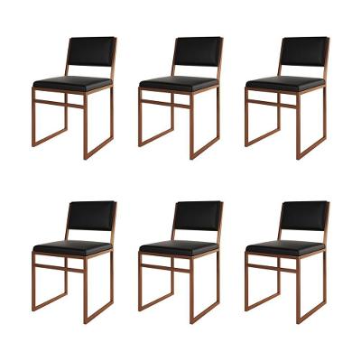 Kit 6 Cadeiras Industrial Isa Corino Preto Base Cobre Para Mesa Sala Cozinha - Cobre-preto