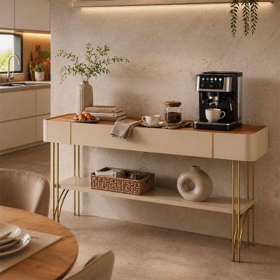 Aparador Vivaz Contemporâneo em MDF MDP 160cm Off White e Carvalho para Sala Ou Hall