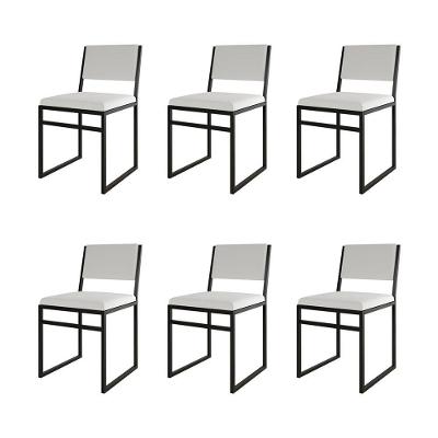 Kit 6 Cadeiras Industrial Isa Corino Branco Para Mesa Sala Cozinha Conforto - Branco