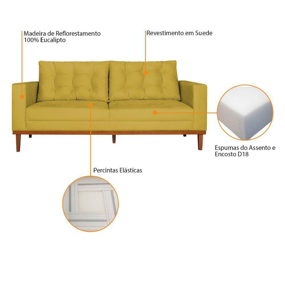 Sofá 2 Lugares Dubai Suede - Doce Sonho Móveis Amarelo - 4