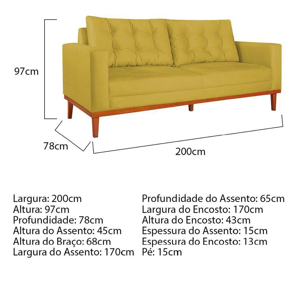 Sofá 2 Lugares Dubai Suede - Doce Sonho Móveis Amarelo - 5