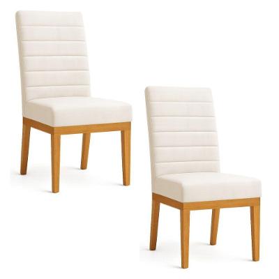 Kit 2 Cadeiras De Jantar Solana Suede Bege Base De Madeira - Pallazio