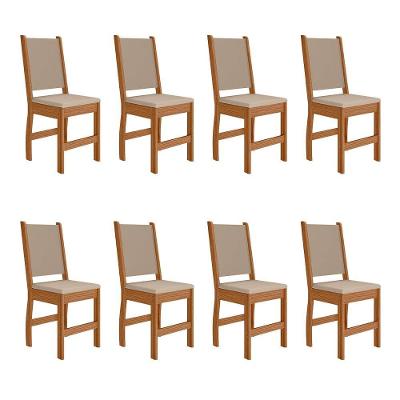 Kit 8 Cadeiras de Jantar Clara MDF Courino Bege Pallazio