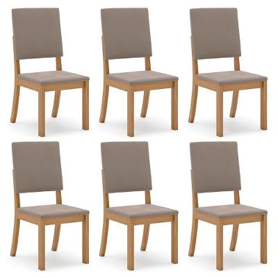 Kit 6 Cadeiras de Jantar Elora Estrutura MDF MDP Estofada em Veludo Marrom Mpozenato