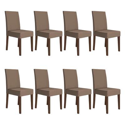 Kit 8 Cadeiras de Jantar Josi MDF Suede Capuccino Amêndoa Pallazio