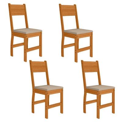 Kit 4 Cadeiras de Jantar Milano MDF Espuma Bege Pallazio