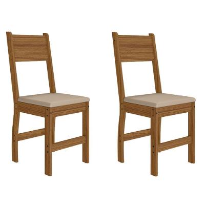 Kit 2 Cadeiras de Jantar Milano MDF Espuma Bege Base Carvalho Pallazio