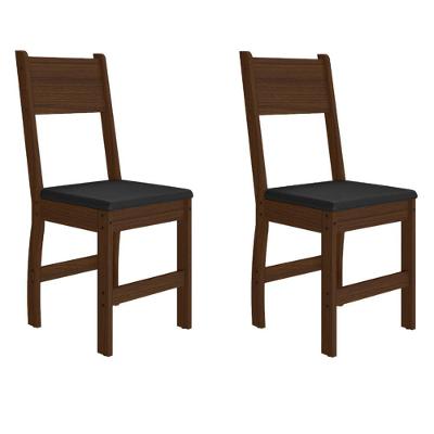 Kit 2 Cadeiras de Jantar Milano MDF Base Amêndoa Preto Pallazio