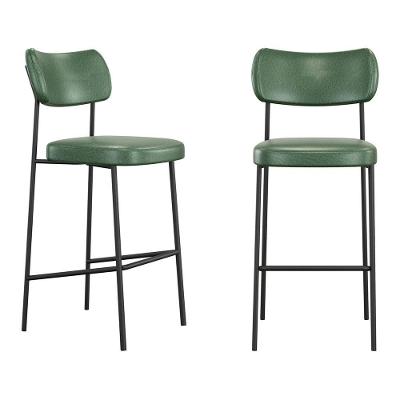 Kit 2 Banquetas Altas Para Cozinha Lila Estofada Courino Verde Abmaza