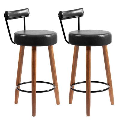 Kit 2 Banquetas Altas Napoles Assento Couríssimo Encosto Fixo Preto Loja Sheep