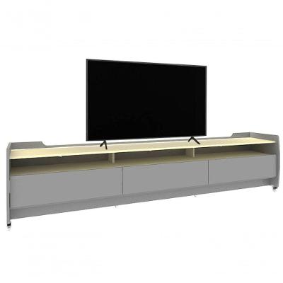 Rack Para Tv Com Rodízio Sublime Cinza Com Off White - Gelius Móveis