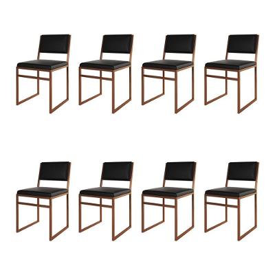 Kit 8 Cadeiras Industrial Isa Corino Preto Base Cobre Para Mesa Sala Cozinha - Cobre-preto