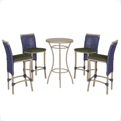 Mesa Bistro E 4 Banquetas Roma Fendi Corda Náutica 12 Azul