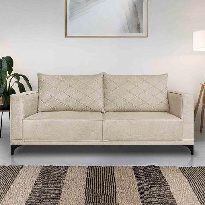 Sofá Neso Living 2 Lugares com Pés de Ferro 160cm Bouclê Bege G63 Gran Belo