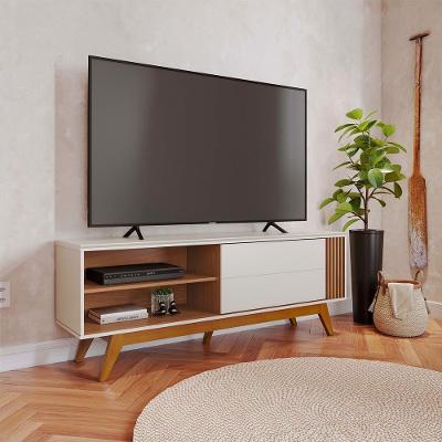 Rack Bancada Nuro G73 para Tv 60" 161cm Mdf-mdp Off White-freijó Gran Belo