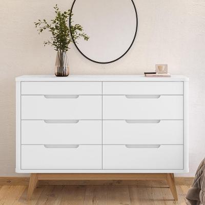 Cômoda Luke 8 Gavetas MDF-MDP sem Puxadores Branco para Quarto Mpozenato