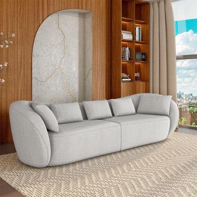 Sofá Diamond G52 3 Lugares 212cm Cinza Claro em Linho para Sala de Estar Gran Belo