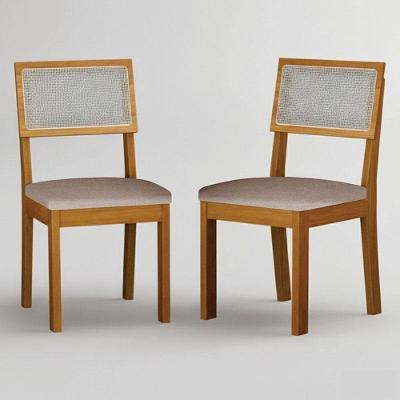 Cadeira Para Mesa De Jantar Flora Mdf Kit 2 Peças Joli Palha - Leifer