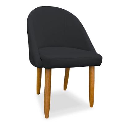 Cadeira Decorativa Estofada Para Sala Recepção Cozinha Lua Star Veludo Cinza Escuro