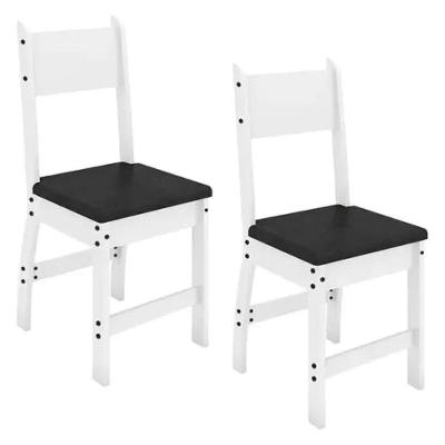 Kit 2 Cadeiras de Jantar Milano MDF-MDP Courino Branco e Preto Poliman