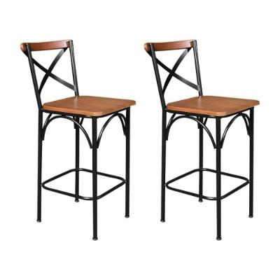 Kit 2 Banquetas Altas Paris Base Alumínio com Encosto Castanho Confort