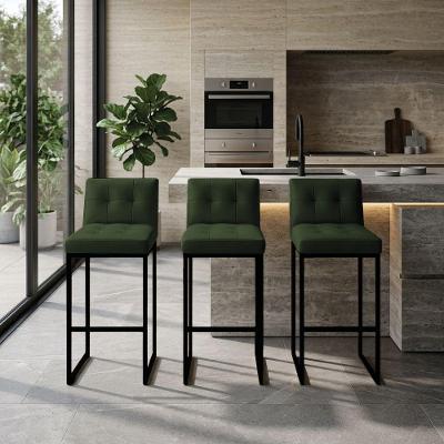 Kit 3 Banquetas Lirina Estrutura em Aço Revestimento PU Verde D'Rossi