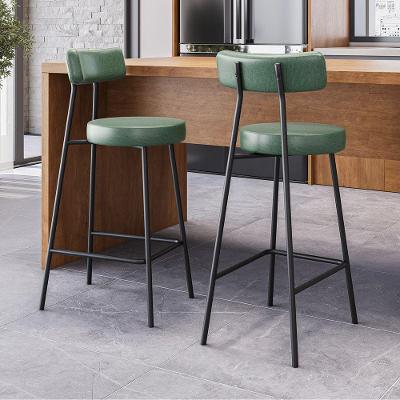 Kit 2 Banquetas Alta Cozinha Kobe Aço Carbono Assento Courino Verde Abmaza