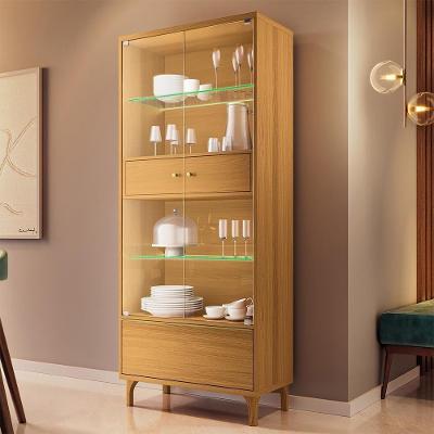 Cristaleira Lúmen B01 2 Portas em MDF-MDP com Vidro e LED Interno Cinamomo Lyam Decor