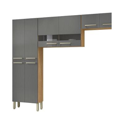 Cozinha (sem Balcão) 6 Portas 2 Portas De Vidro Nala Plus - Ssx Multicoisas Freijo-gris