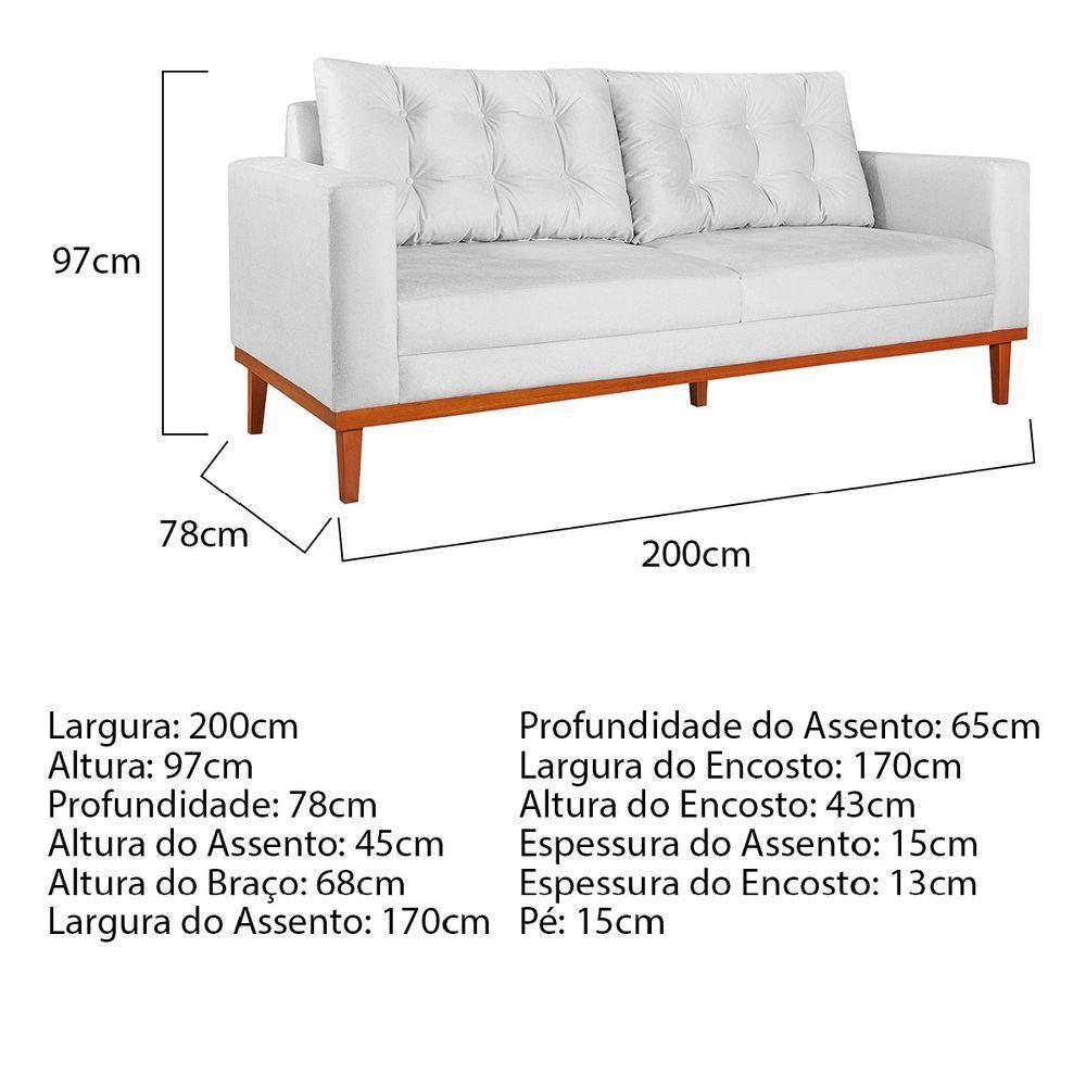 Sofá 2 Lugares Dubai Suede - Amarena Móveis Cor Branco - 5