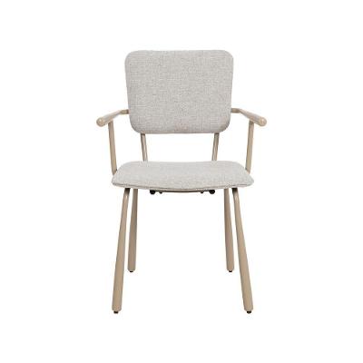 Cadeira Cozy Nude Estofada Estrutura em Aço Base Nude e Preto Waw Design