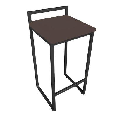 Banqueta Alta Lavinia Suede Marrom Base Preto
