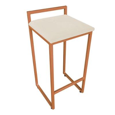 Banqueta Alta Lavinia Suede Bege Base Cobre