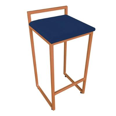 Banqueta Alta Lavinia Suede Azul Marinho Base Cobre D03 - D'rossi