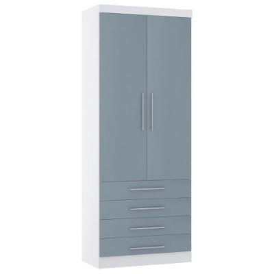 Guarda Roupa Modulado 90cm 2 Portas 4 Gavetas Taiga Branco/grey L01 - Mpozenato