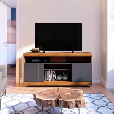 Rack para TV Yara 47" 136CM MDP com 2 Portas e Rodízios Noce Preto