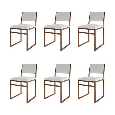 Kit 6 Cadeiras Industrial Isa Corino Branco Base Cobre Para Mesa Sala Cozinha - Cobre-branco