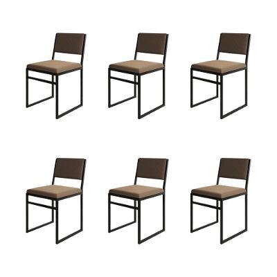 Kit 6 Cadeiras Industrial Isa Veludo Marrom Para Mesa Sala Cozinha Conforto - Marrom