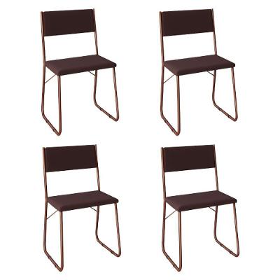 Kit 4 Cadeiras Angra Estofadas Para Mesa Sala De Jantar Cozinha Conforto - Cobre-marrom