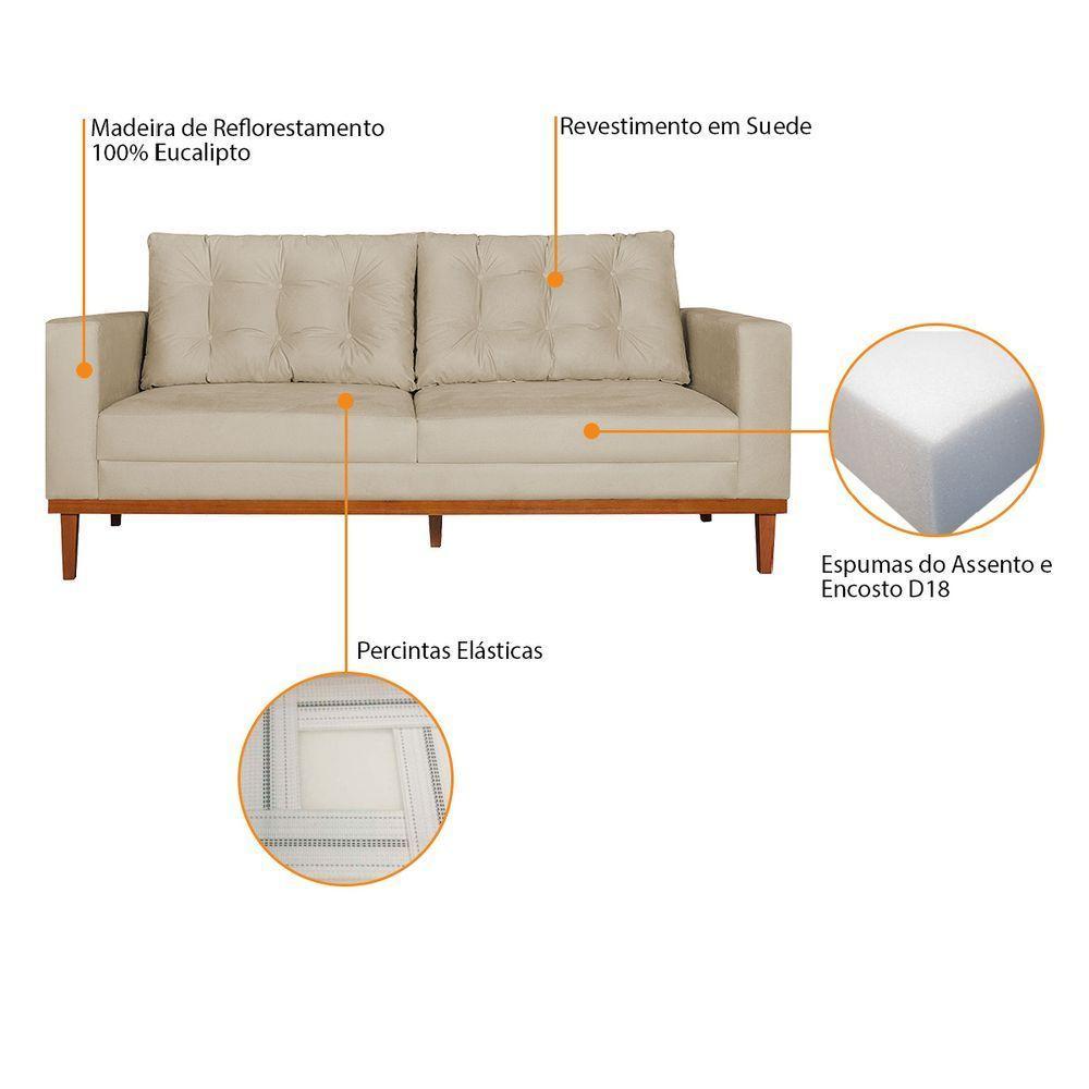 Sofá 2 Lugares Dubai Suede - Amarena Móveis Cor Bege - 4