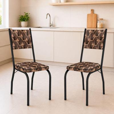 Kit 2 Cadeiras de Jantar 258 SF Aço Tubular Couro Sintético Preto Combo Stock